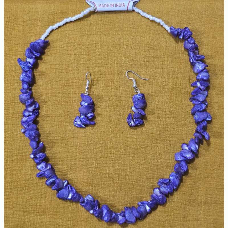 Mehsi Bihar Handcrafted Blue Beaded Necklace & Earrings Set