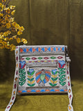 Swimming in Heritage – Handpainted Madhubani Fish Motif Jute Sling Bag