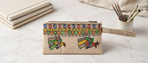 Handpainted Madhubani Jute Pencil Bag (FHP)