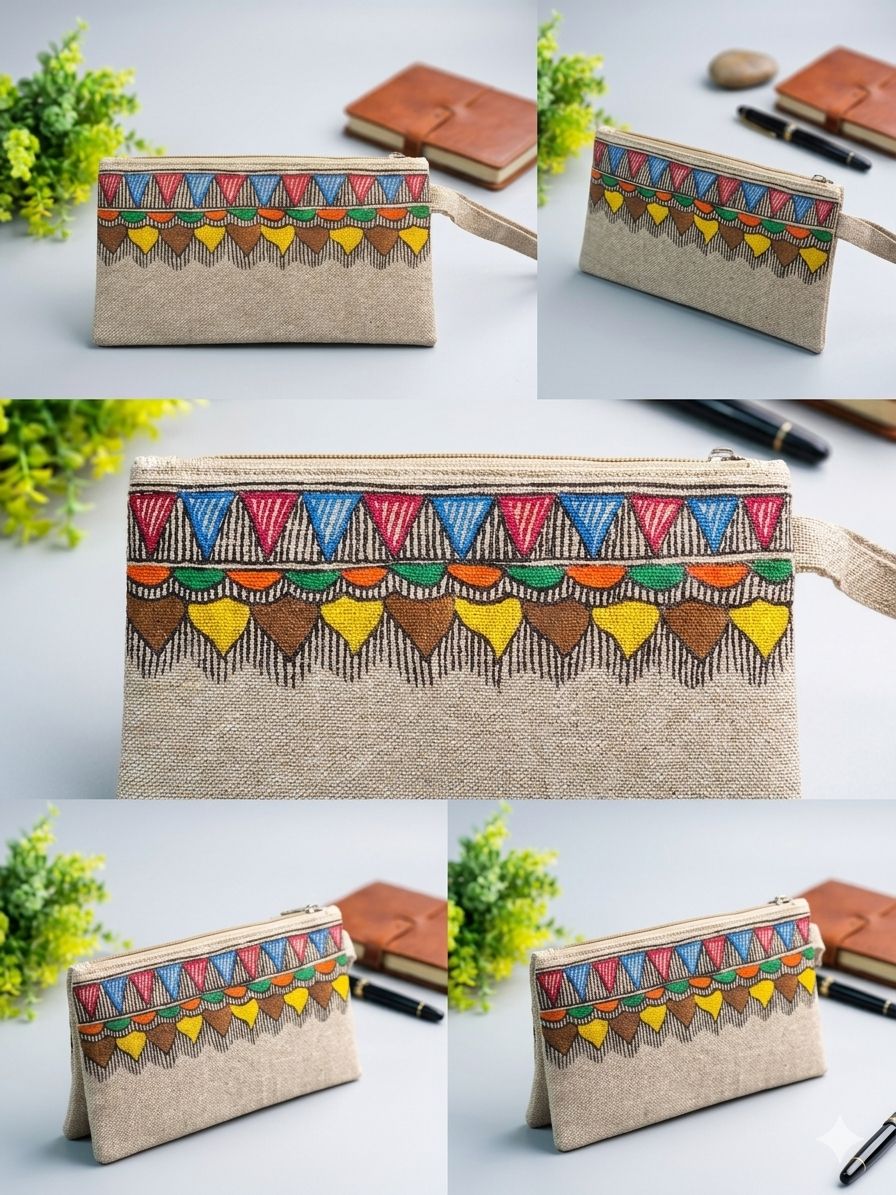Handpainted Madhubani Jute Pencil Bag (FHP)